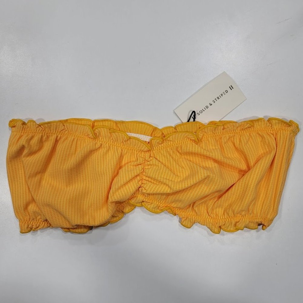 Solid & Striped Audrey Bikini Top Yellow Pucker Size Large - Picture 2 of 9